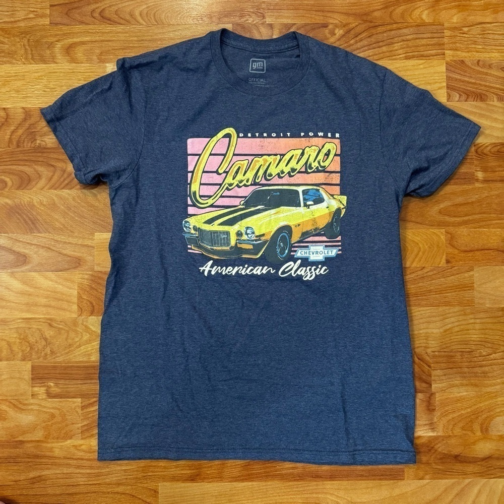 GM "Detroit Power Camaro" American Classic Chevrolet T-Shirt Blue Size Medium